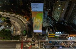 Projeção em empena de prédio na região da Avenida Paulista |Virada Sustentável 2021 | Foto: Alexandre Urch