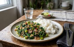 Culinária indiana valoriza folhas de abóbora em curry rápido e nutritivo