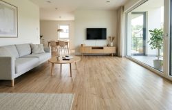 Aposte em revestimentos tecnológicos para criar ambientes mais amplos e funcionais. – Imagem gerada por IA