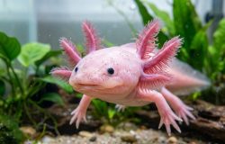 O axolote atrai a atenção de cientistas por sua capacidade única de regenerar órgãos vitais e membros inteiros. – Imagem gerada por IA