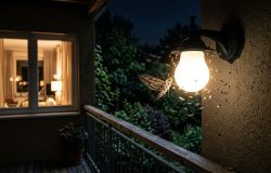 Ajustar a iluminação das residências é fundamental para proteger os polinizadores noturnos e preservar a biodiversidade local. – Imagem gerada por IA